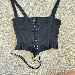 Princess Polly Black Lace-Up Corset Crop Top